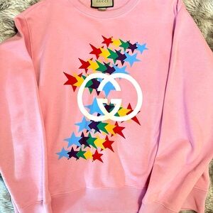 Oversized Authentic Gucci Multicolor Starburst Pink Sweater